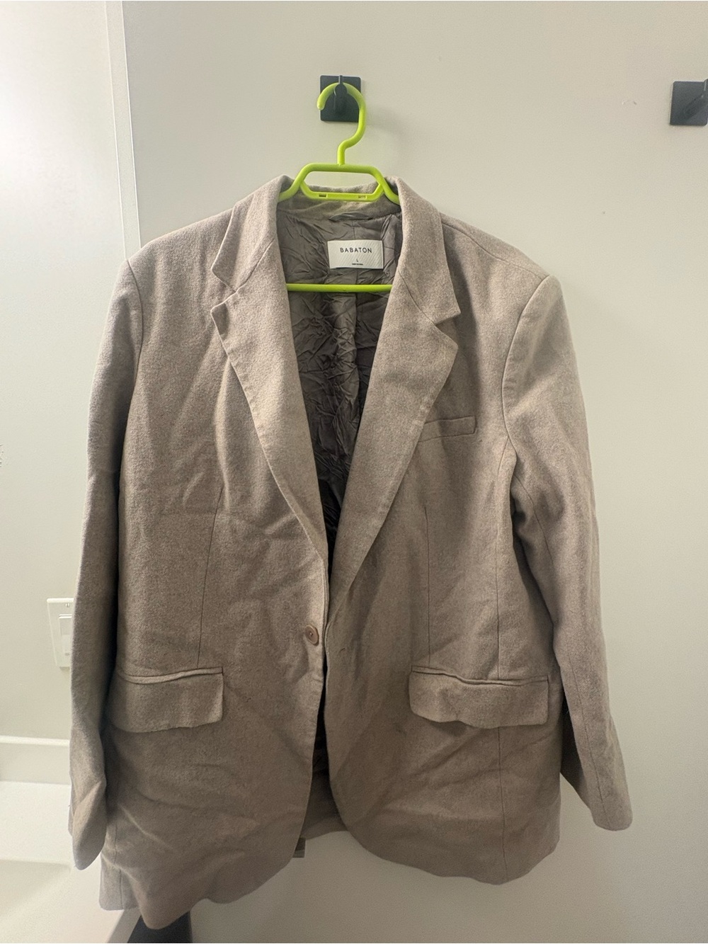Babaton Taupe Single-Button Blazer Jacket